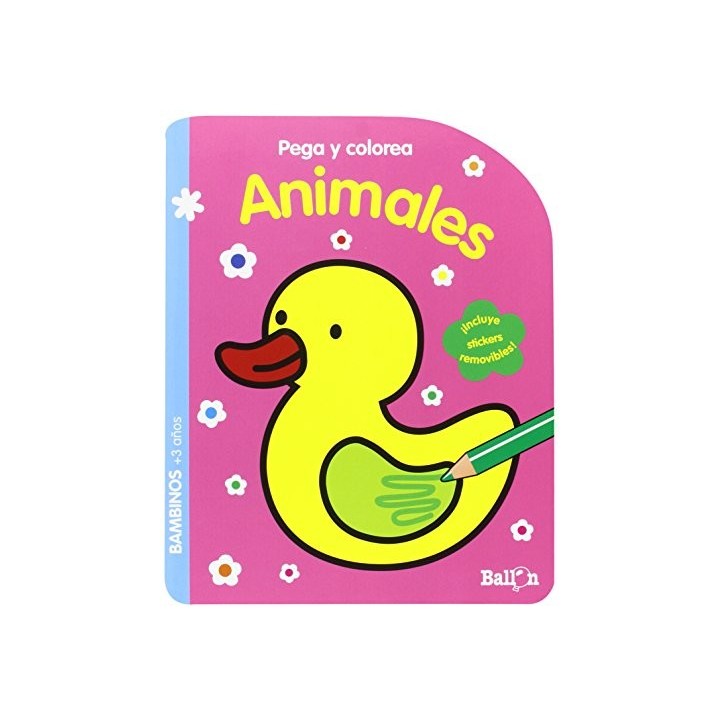 ANIMALES. PEGA Y COLOREA. INCLUYE STICKERS REMOVIBLES.